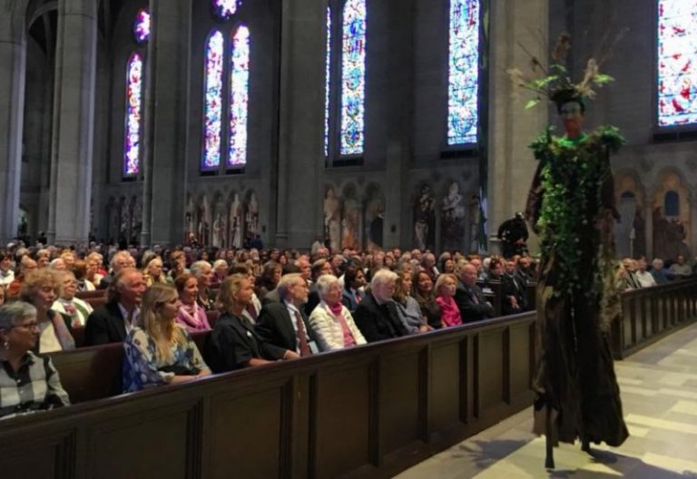 Cathedral Known for ‘Beyoncé Mass’ Features Giant Tree People in Climate Change Service