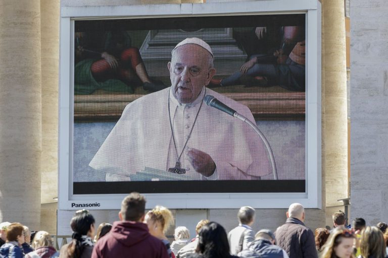 Pope Francis Livestreams Sunday Prayers to Giant Screens in St. Peter’s Square Amid Italy’s Coronavirus Outbreak